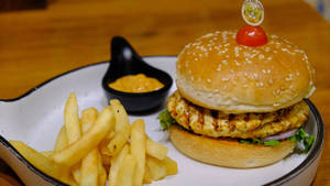 Steve's Paneer Burger ( Grilled ) With Fries