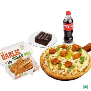 Capsicum Chicken Tikka Pizza+3 Pcs Stick+ Mini Brownie+ 250ml Soft Drink