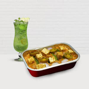 Cheesy Paneer With Korean Rice + Green Apple Refreshing Drink