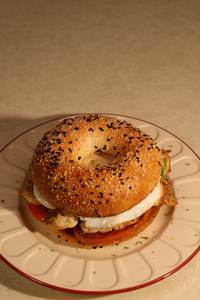 Grilled Chicken & Fried Egg Bagel