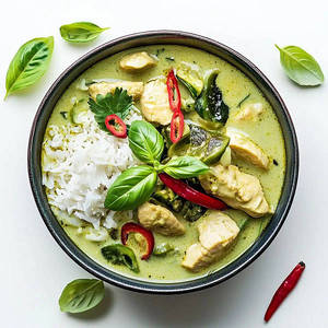 Chicken Green Thai Curry With Steamed Rice