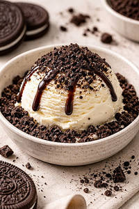 One Scoop Of Vanila Ice Cream With Crush Oreo Biscuit