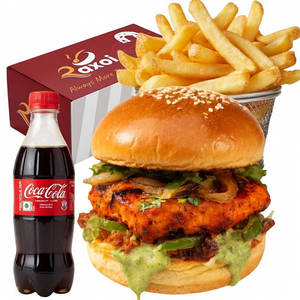 Grilled Chicken Tikka Proteinburger ( Burger + Crispy Fries + Coke )