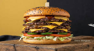 Cheesy Lamb Smash Burger ( Quadruple )