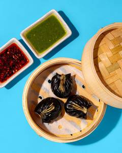 Charcoal Har Gow, Gold Dust