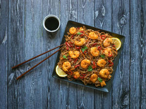 Schezwan Prawns Hakka Noodles