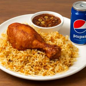 Chicken Fry Biryani With 1 Double Ka Meetha And 1 Pepsi 250ml