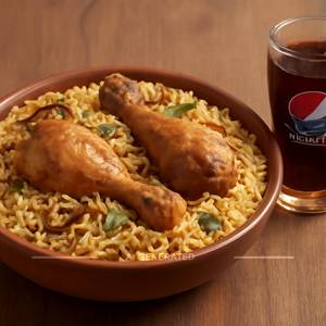 Chicken Dum Biryani [2Pieces] With Pepsi Soft Beverage [250 Ml]