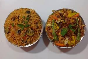 Mushroom Biryani Sampler [200 g] With Mixed Veg Biryani
