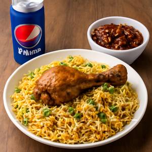 Chicken Dum Biryani With Double Ka Meetha And Pepsi 250ml