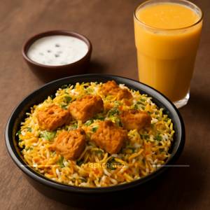 Zafrani Veg Dum Biryani Paired With Choice Of Your Beverage