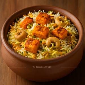 Zafrani Kaju Paneer Biryani - Handi