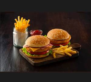 2 Veg Burgers with French Fries