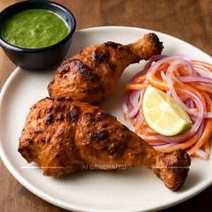 Chicken Tangri Kebab (Half) (Served with Mint Chutney & Salad)