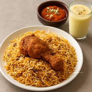 Chicken Fry Biryani With 1 Double Ka Meetha And 1 Badam Milk
