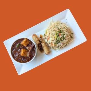 Chilli Paneer Gravy + Noodles + Spring Roll (2Pc)