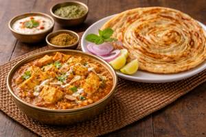 Rajwadi Paneer With 2 Lacha Paratha
