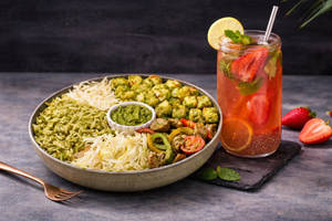 Italian-Pesto Tofu Rice Bowl + Prebiotic Strawberry Cooler(300ml)