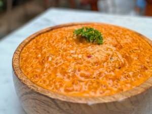 Creamy Pink Sauce Risotto With Garlic Prawns