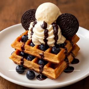 Ob Oreo With Ice Cream Double Waffle