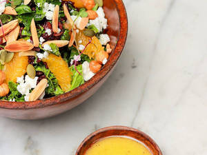 Kale And Arugula Salad With Wild Rice & Lemon Dressing