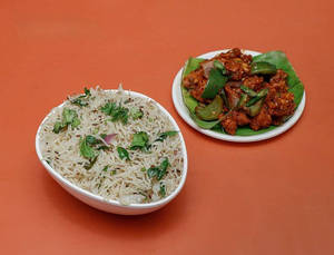 Jeera Rice With Chilli Chicken