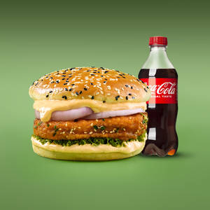 The Paneer Guys Burger + Coke