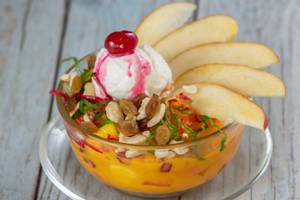 Fruit Salad With Ice Cream.