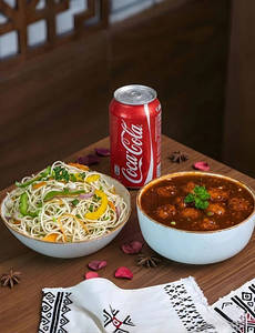 Manchurian In Signature Gravy + Classic Hakka Noodles + Can