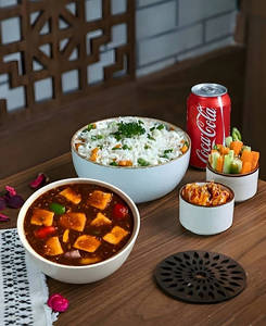 Chilli Cottage Cheese Gravy + Classic Veg Fried Rice + Can
