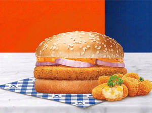 Aloo Tikki Burger + Cheese Corn Nuggets(4pcs)