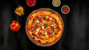 Mixed Vegetable With Crumbled Feta Cheese Sourdough Pizza