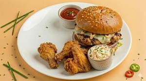 Chicken Burger with Wing (1 Piece) and Coke (250 ml)