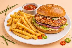 Chicken Burger with French Fries and Coke (250 ml)