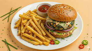 Veggie Burger with French Fries and Coke (250 ml)