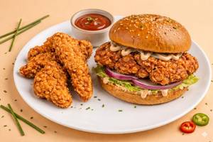 Chicken Burger with Thigh (1 Piece) and Coke (250 ml)