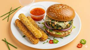 Veggie Burger with Veggie Stick (3 Pieces) and Coke (250 ml)