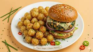 Veggie Burger with Potato Popcorn and Coke (250 ml)