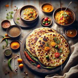Aloo Paratha With Curd & Pickle