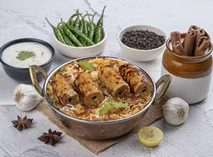 Chicken Malai Seekh Biryani.