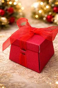 Red ribbion glitter box