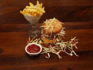 Veg Burger + French Fries