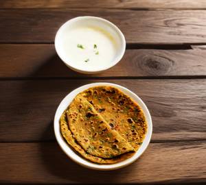 Mix paratha with curd