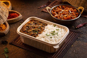 Chicken Curry Rice Bowl + Moong Dal Halwa