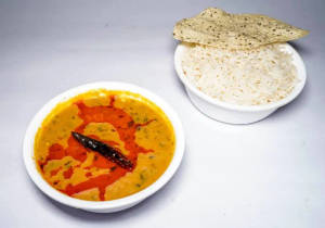 Dal Tadka + Rice + Papad
