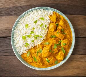 Steam Rice with Chicken Curry