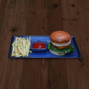 Chicken Chees Burger with Fries