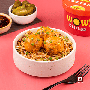 Chilly Oil Noodles (250 gms) + Chilly Creamy Meat Balls (3pcs)