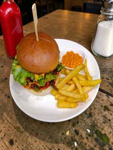 moroccan pulled chicken burger