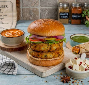 Veg Double Aloo Tikki Burger